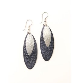 Trade roots Oblong Leaf Earrings Purple, India