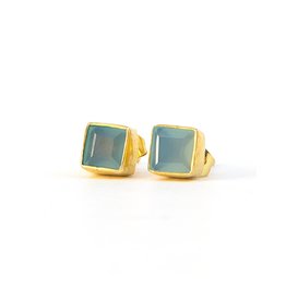 Trade roots Crystal Waters Studs Chalcedony, India