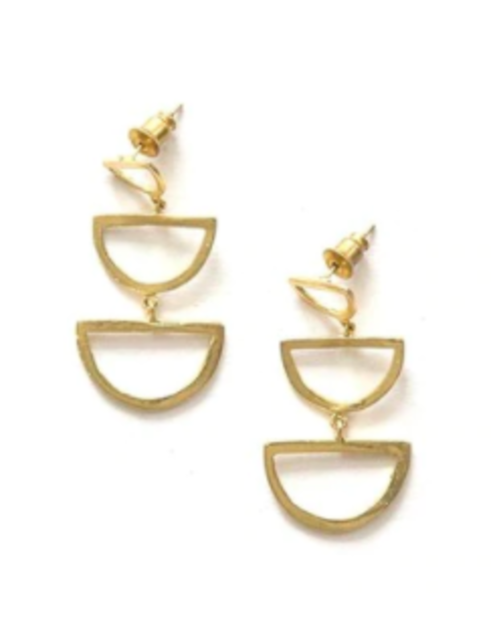 Trade roots Reverberation Stud Earrings, Brass, India