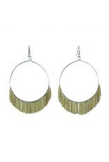 Trade roots Delicate Fringed Chain Hoops  Gold Earrings