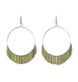 Trade roots Delicate Fringed Chain Hoops  Gold Earrings