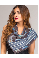 Trade roots Chaitanya Square Wool Scarf Blue and Slate, India