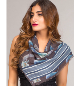 Trade roots Chaitanya Square Wool Scarf Blue and Slate, India
