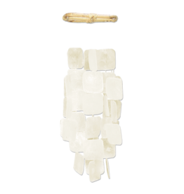 Trade roots Small Square Capiz Wind Chimes,  WHITE, Indonesia