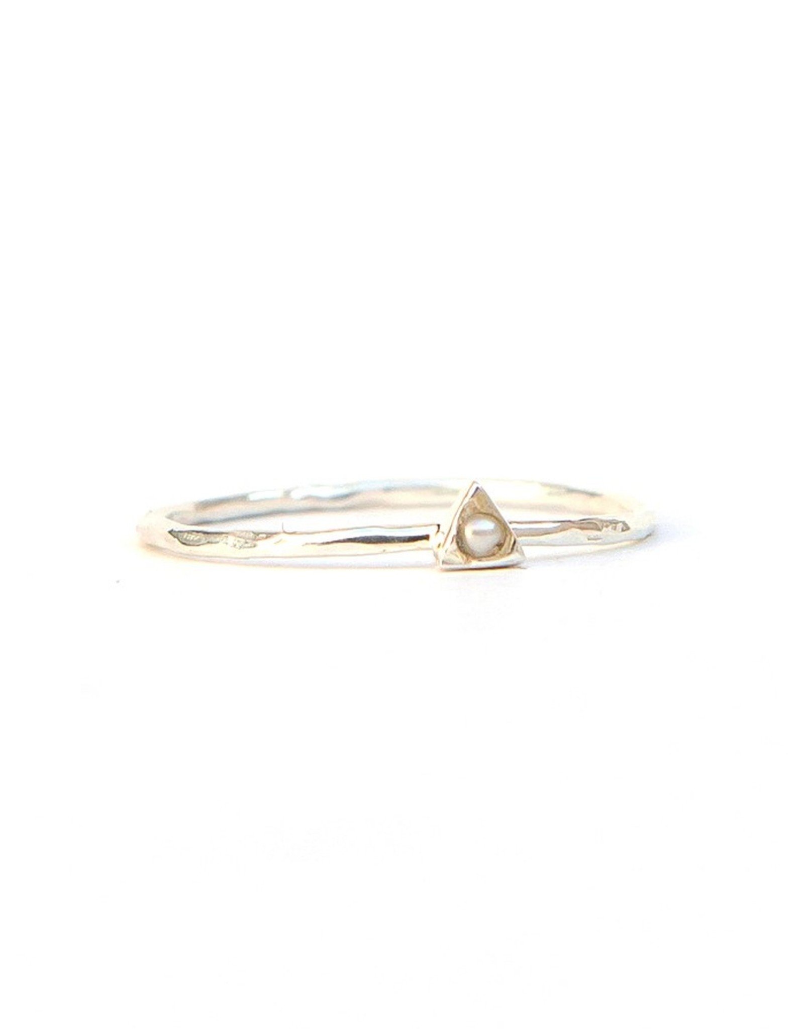 Tiny Triangle Sterling Ring Pearl