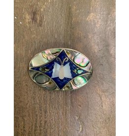Trade roots Inlaid Abalone Butterfly Brooch, Blue