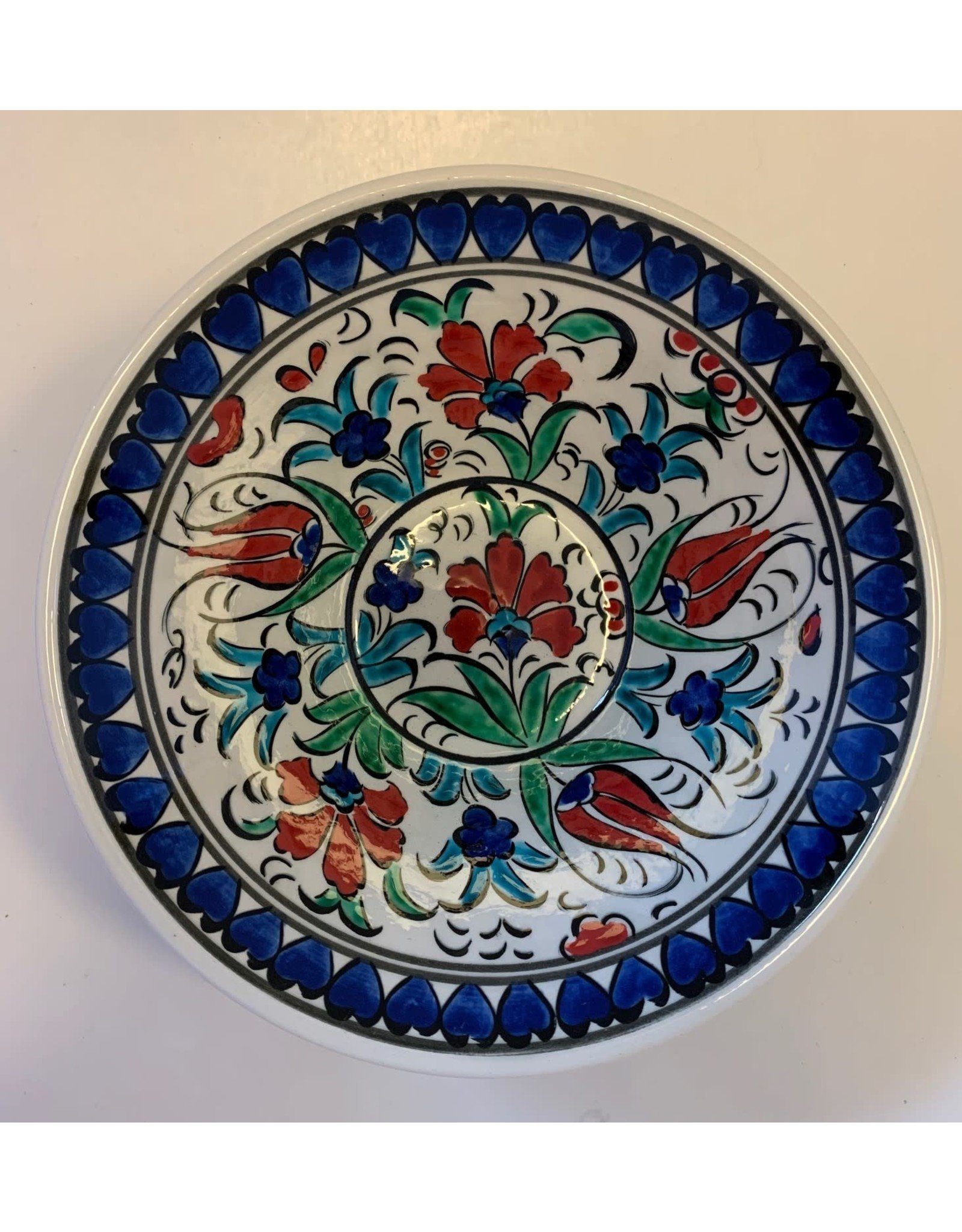 6" Hand Painted Lace V Ceramic Bowl, Blue Floral
