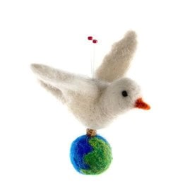Wool Peace Dove Ornament with Globe, Guatemala