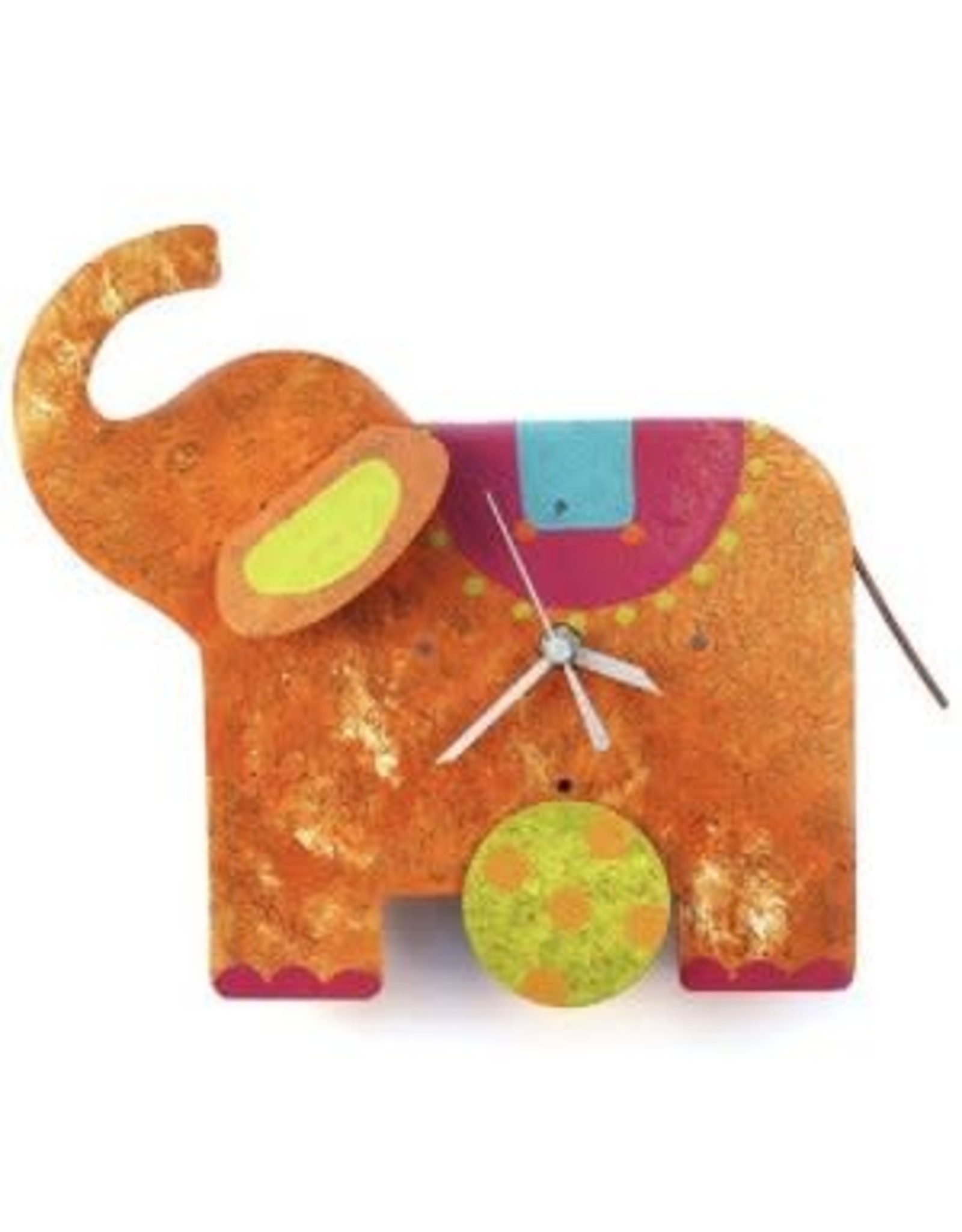 Trade roots Silly Clock Elephant, Orange, Columbia