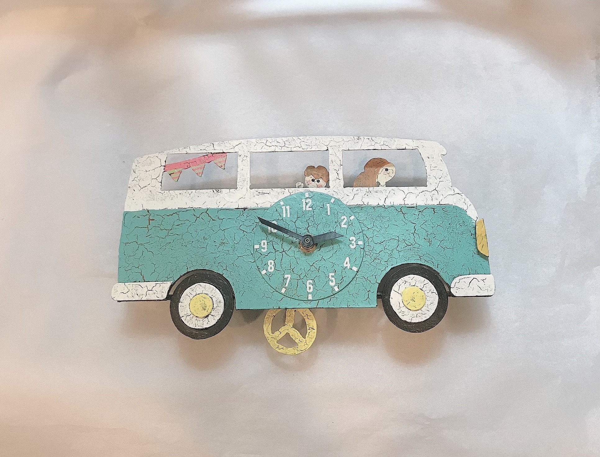 VW Bus, Wall Clock, Colombia Trade Roots