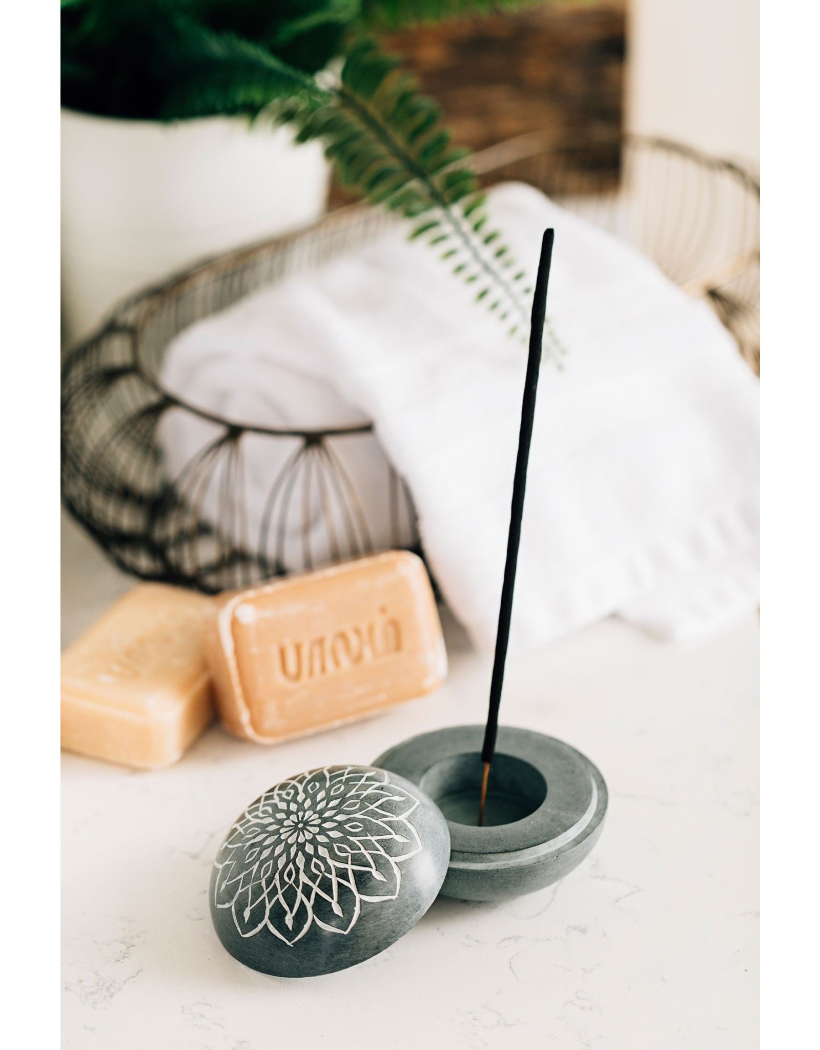 India, Stone Incense & Candleholder Trade Roots