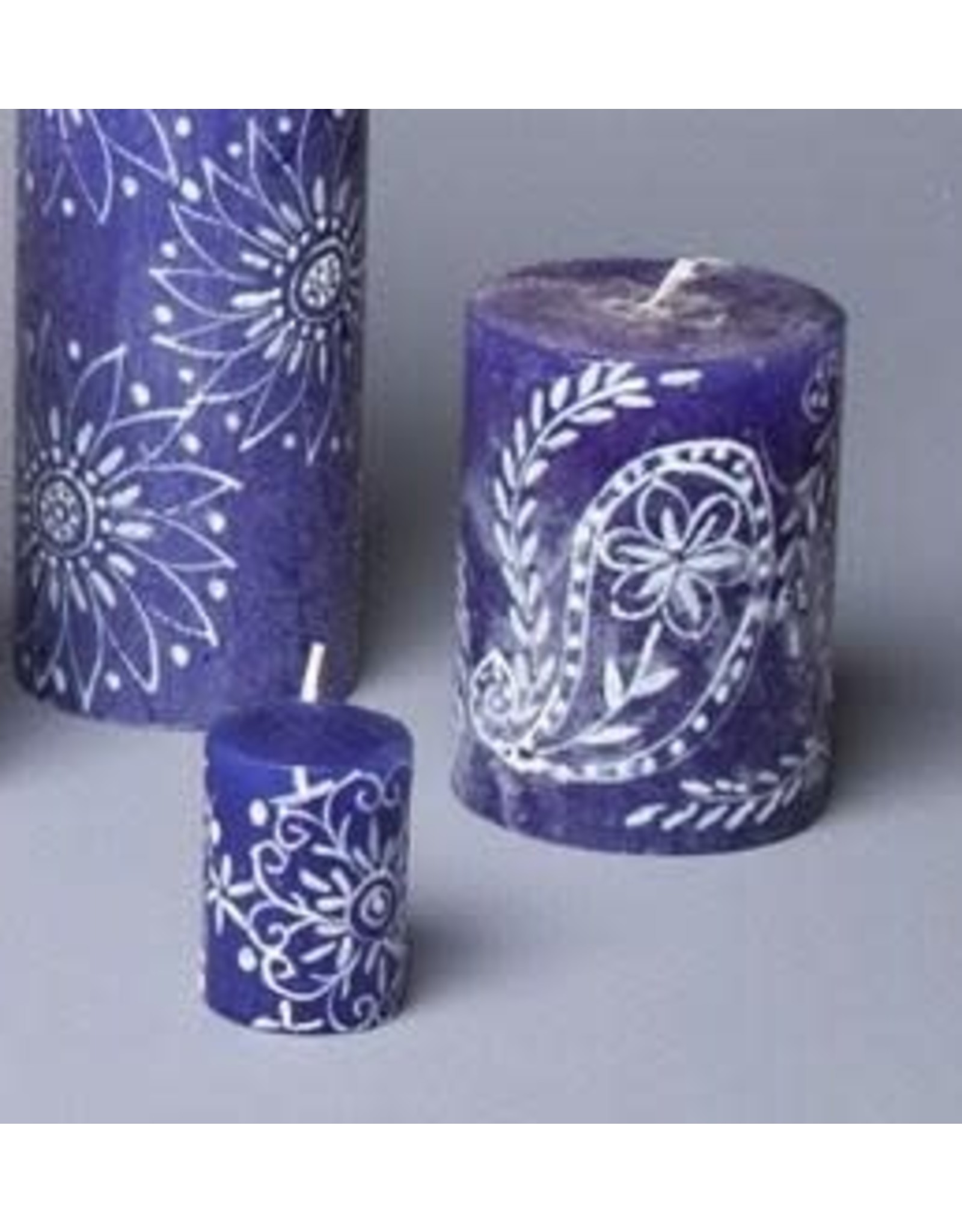 Henna White on Blue Votive Candles, Set of 6, South Africa