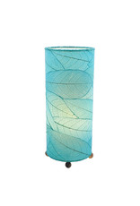 Trade roots Cocoa Leaf  Cylinder Lamp, Sea Blue, 17" Philippines