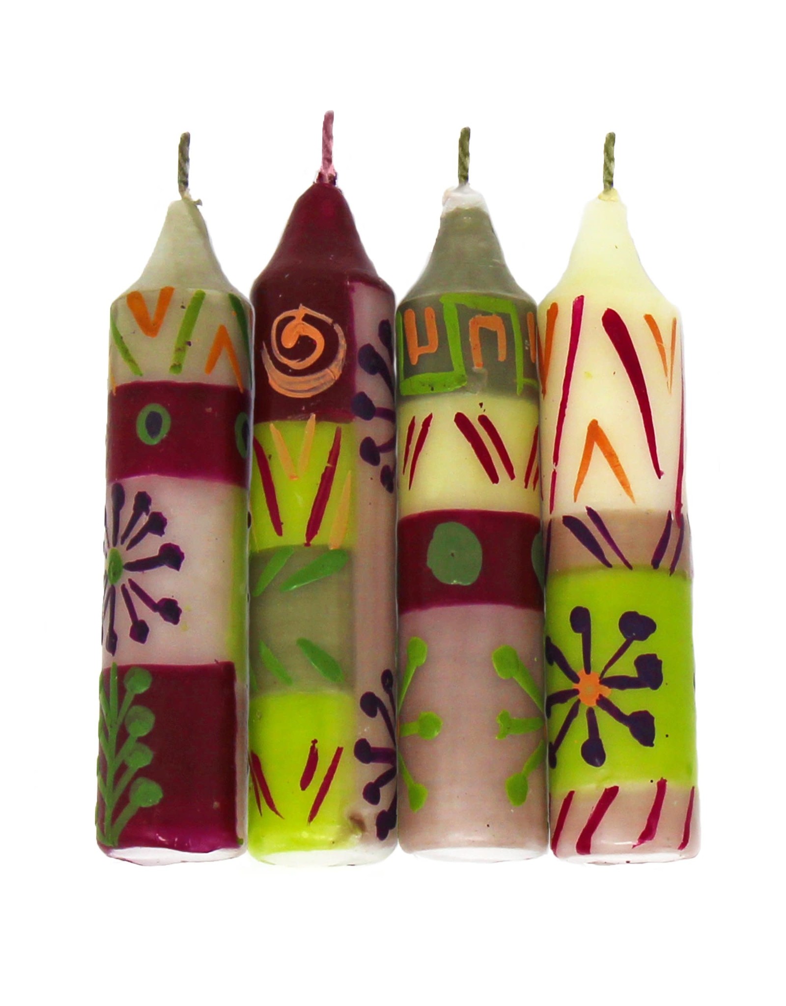 Trade roots Hand painted Shabbat/Dinner Candles, Set of 4, Kileo, S. Africa