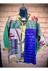 Trade roots Kimono Jacket, Sari Kantha Stitched Silk, India