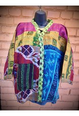 Trade roots Kimono Jacket, Sari Kantha Stitched Silk, India