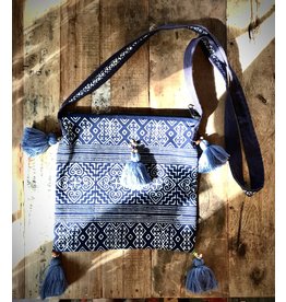 Trade roots Crossbody Indigo Bag w/ Tassel, Thailand