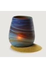 Trade roots Phoenician Hand Blown Glass Candle Holder, Desert Sands, West Bank