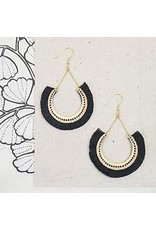 Trade roots Contoured Fringe Earrings Black, India