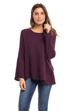 Double Cotton One Pocket Boxy Top Long Sleeve, Mulberry