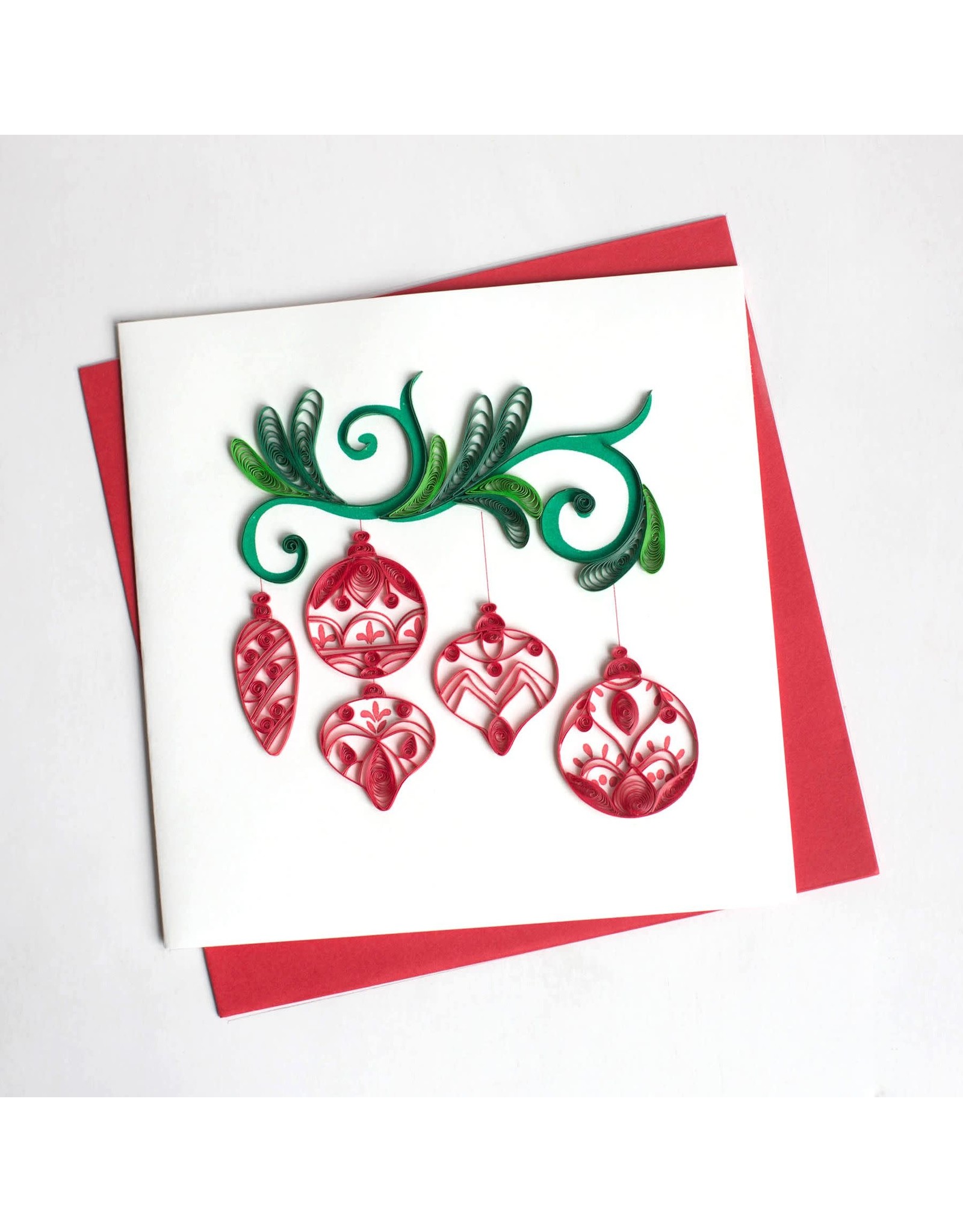 Trade roots Holiday Red  Ornaments Quilling Card, Vietnam
