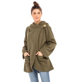 Trade roots Fleece Jacket w/ Carved Bone Button, Olive
