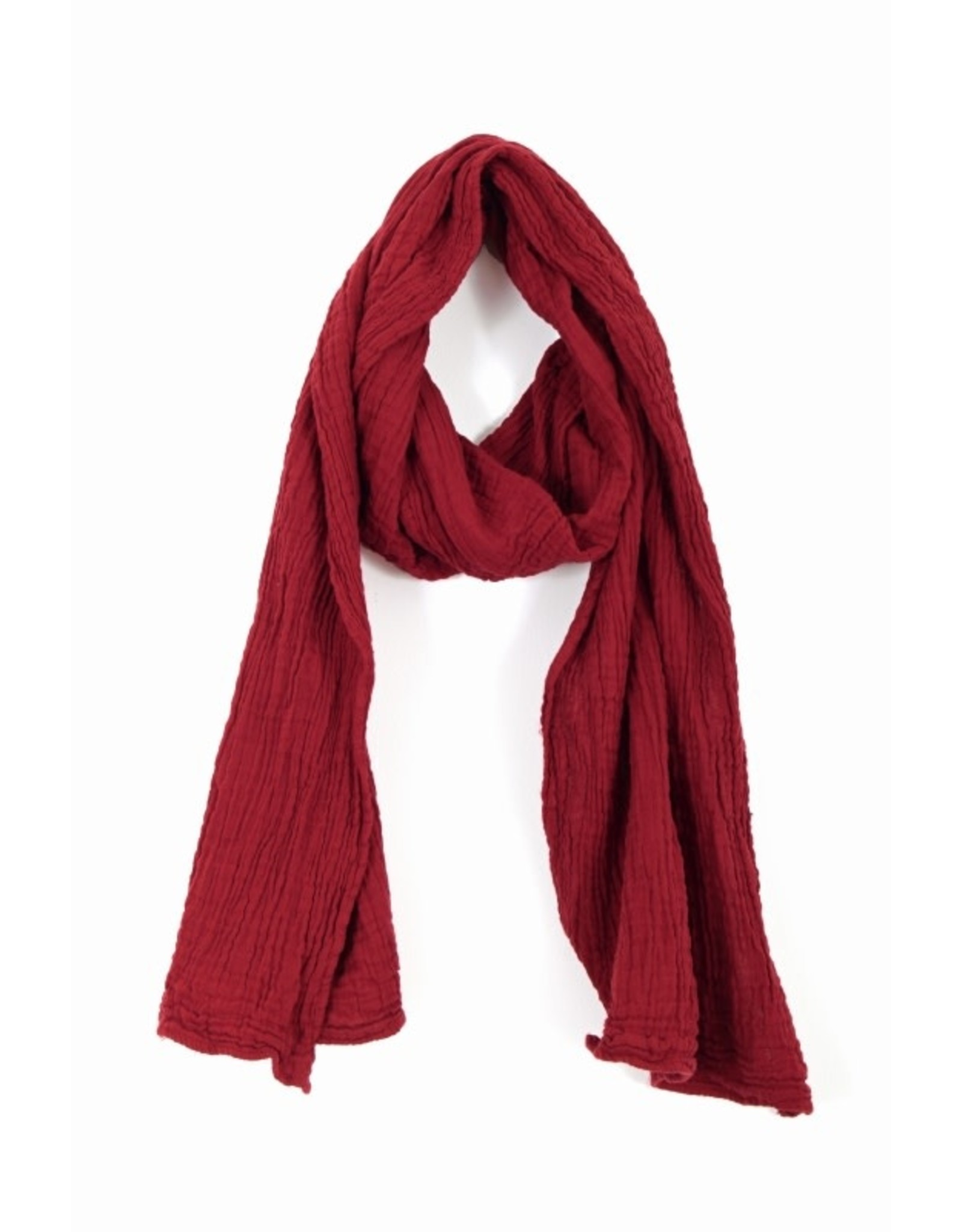 Trade roots Double Cotton Crinkle  Scarf, Mineral Red,  Thailand