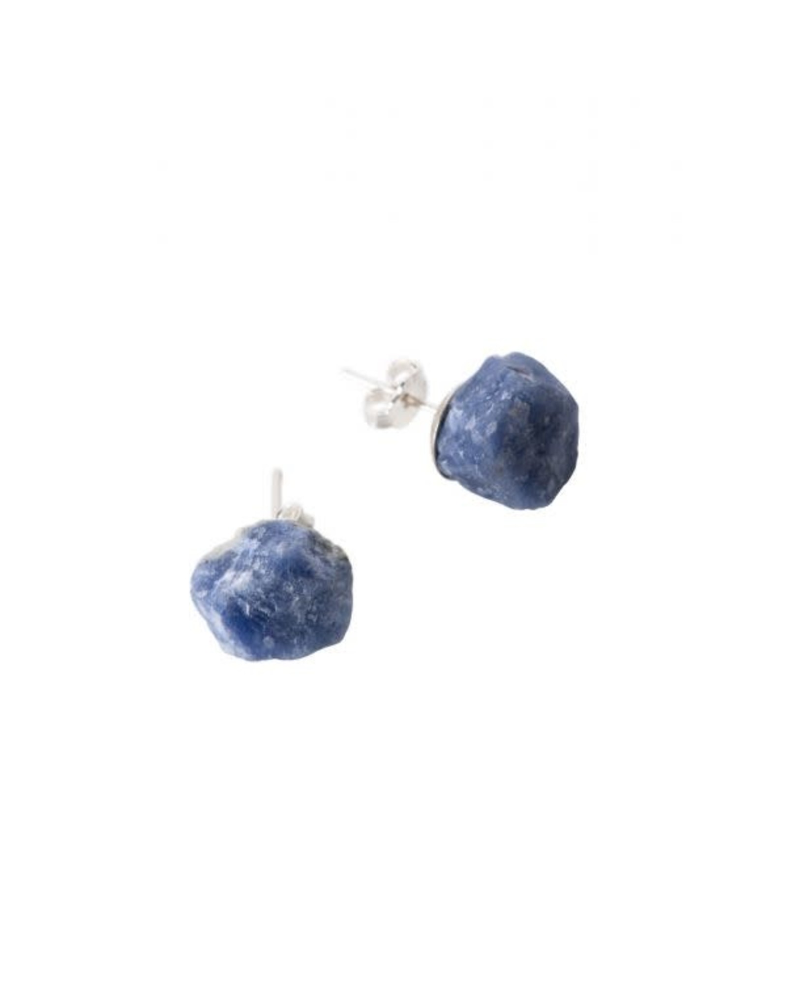 Trade roots Rough Stone Sterling Earrings, Sodalite