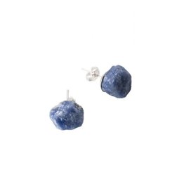 Trade roots Rough Stone Sterling Earrings, Sodalite