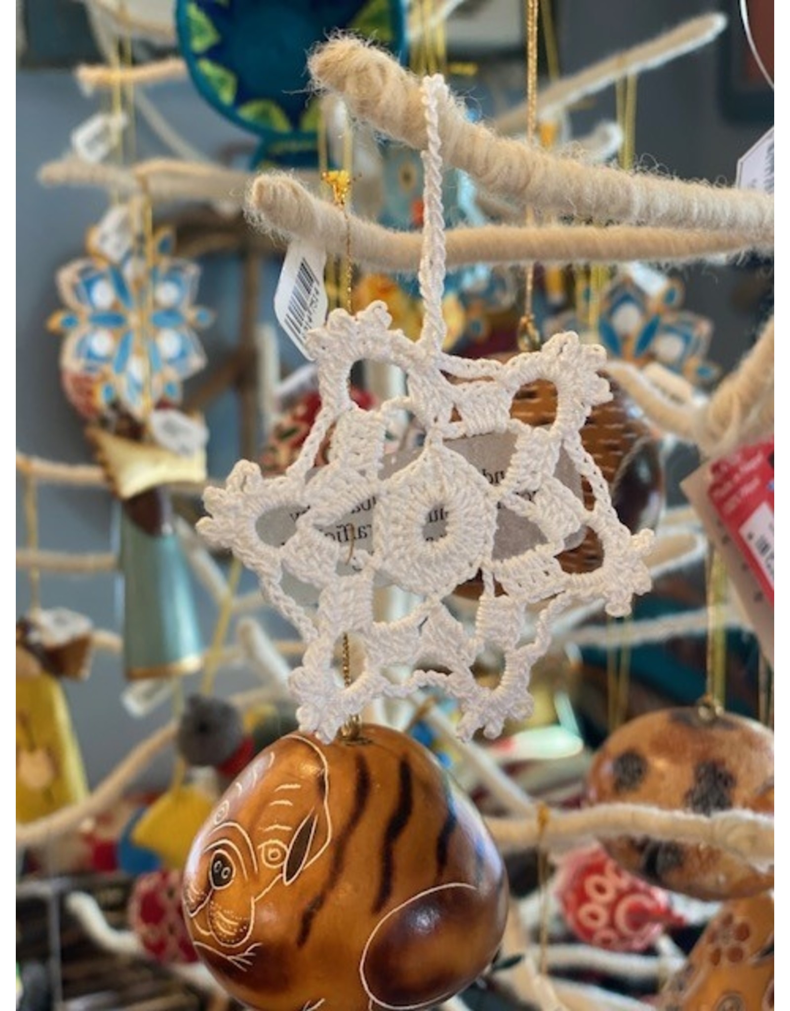 Trade roots Crocheted Snowflake Ornament, Albania