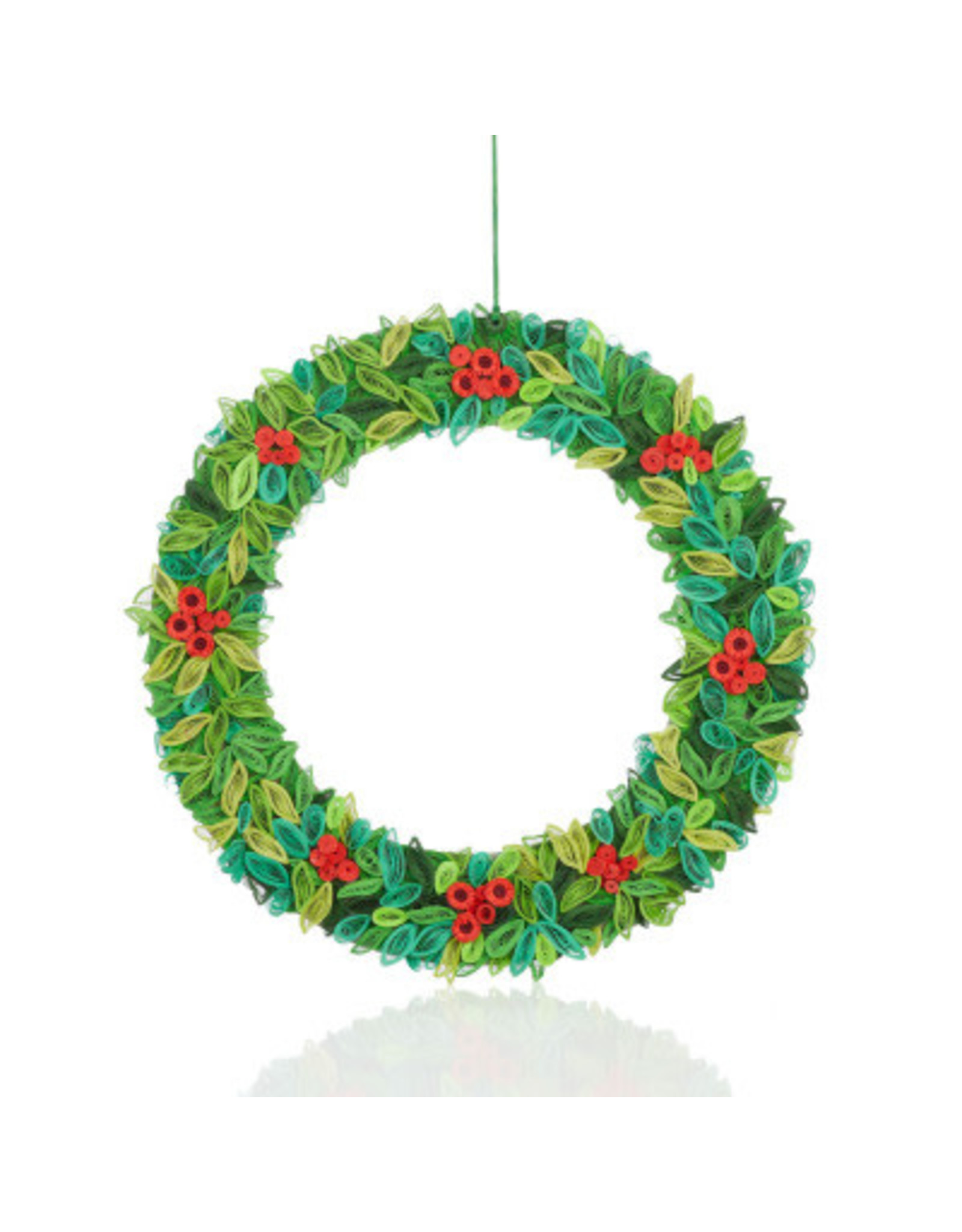 Trade roots Quilled Paper Holly Wreath, Vietnam