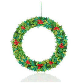 Trade roots Quilled Paper Holly Wreath, Vietnam