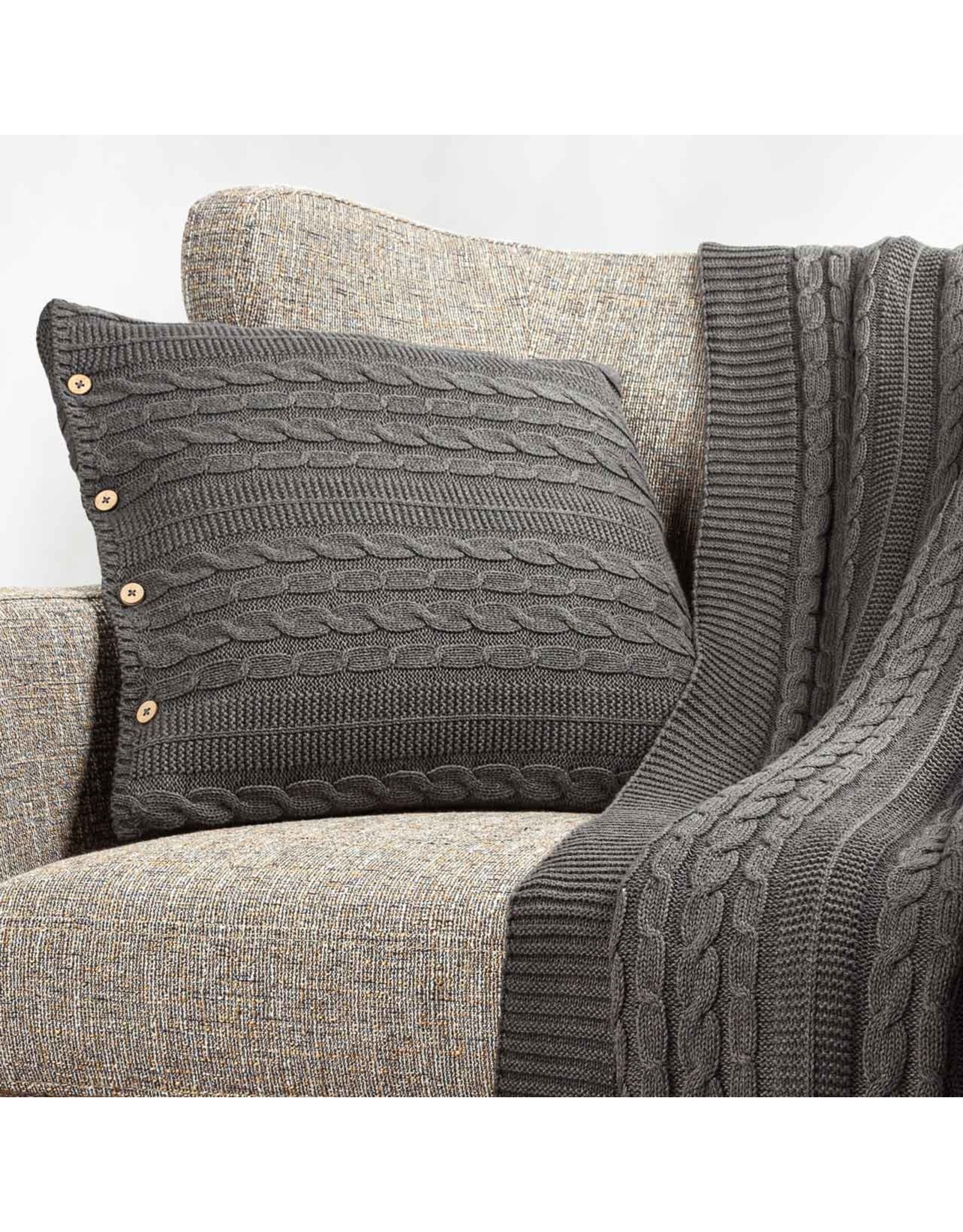 Federa Per Cuscino 45x45 Cm In Cotone Maglia A Trecce: Morbida E Calda, Copri Cuscino Decorativo Per Divano E Letto