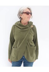 Trade roots Fleece Jacket w/ Carved Bone Button, Olive