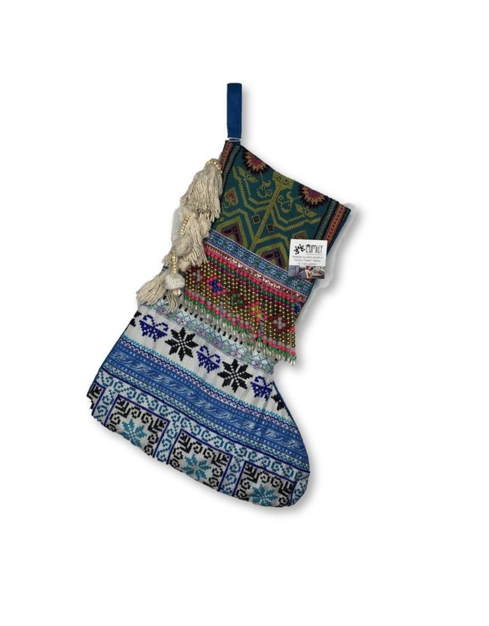 Trade roots Vintage Holiday Hmong Fabric Stocking