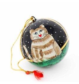 Trade roots Hand Painted Cat Ornament, India