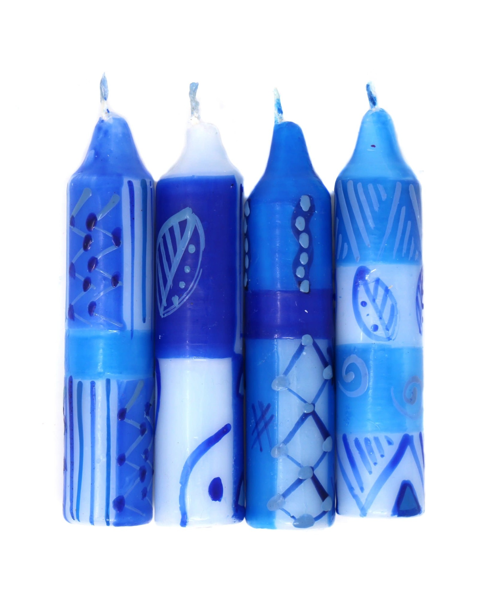 Trade roots Hand Painted Shabbat Candles, Feruzi Design, Set of 4, S. Africa