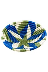 Trade roots Agaseke Woven Bowl Basket, Blue /Green/White, Rwanda