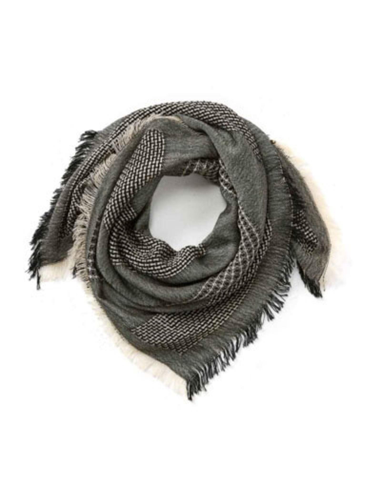 Trade roots Black and White Square Scarf, India