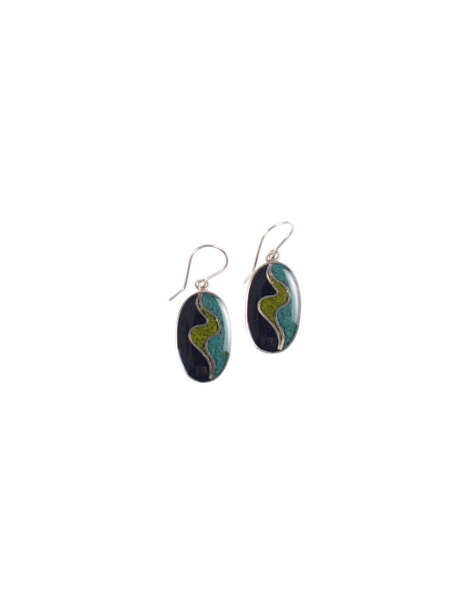 Trade roots Resin Earrings, Making Waves, Sterling Hooks, Peru