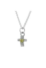 Cross with Heart Sterling Necklace, Mexico