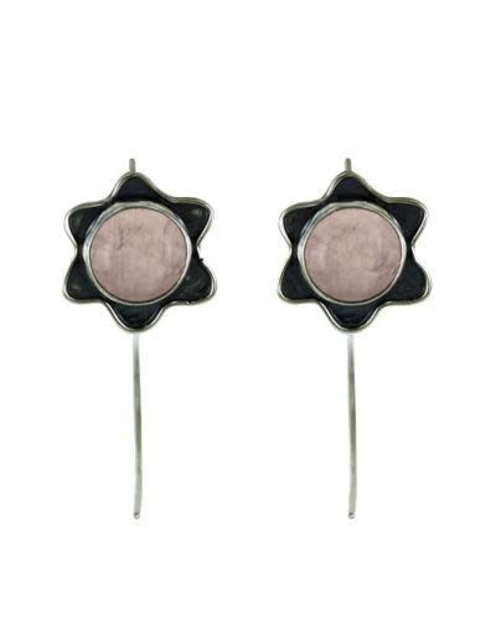 Flower Rose Quartz Sterling Silver Earrings