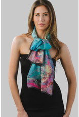 Aloka Cupro Cotton Scarf, Turquoise and Orchid, India