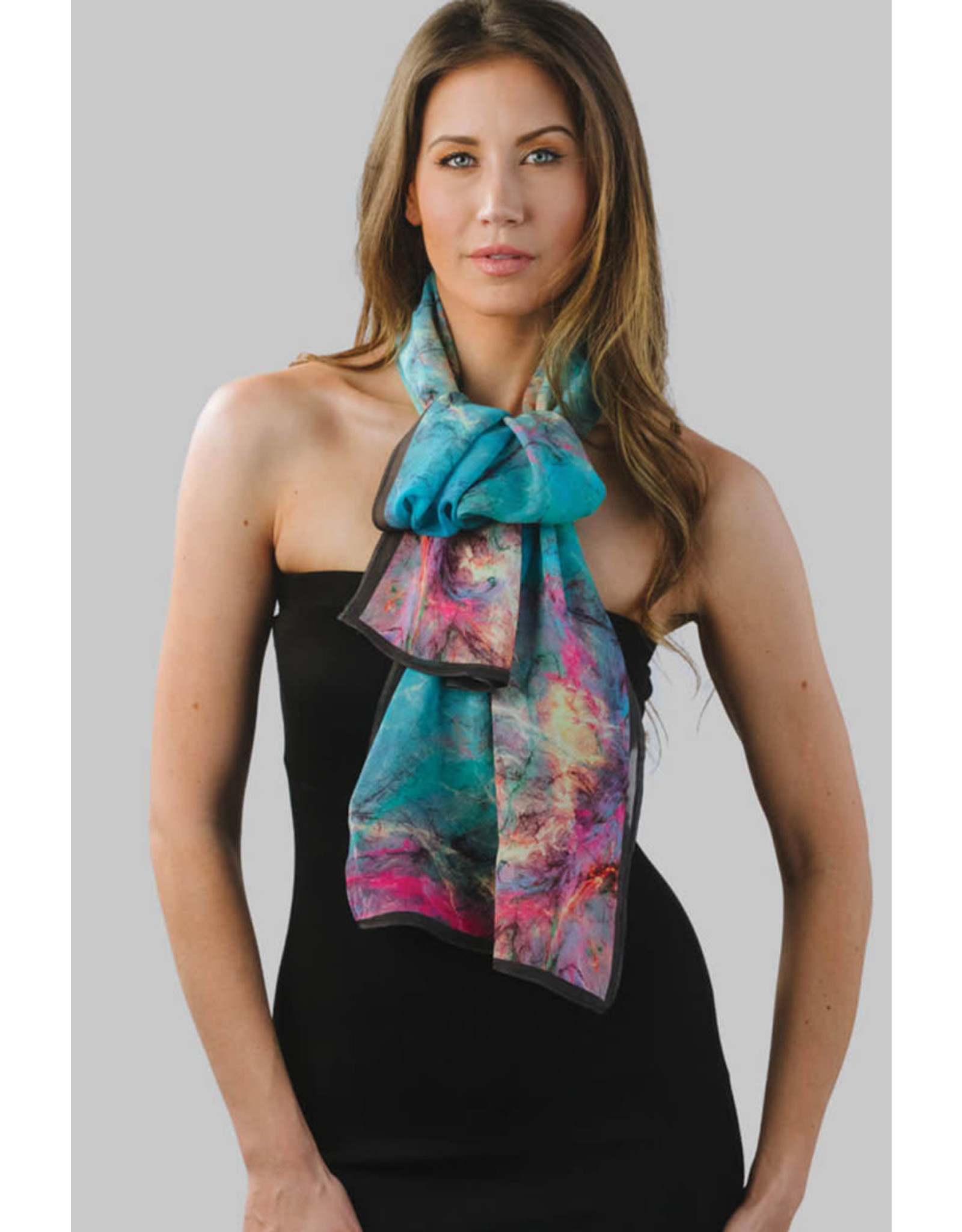 Trade roots Aloka Cupro Cotton Scarf, Turquoise and Orchid, India
