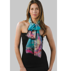 Trade roots Aloka Cupro Cotton Scarf, Turquoise and Orchid, India