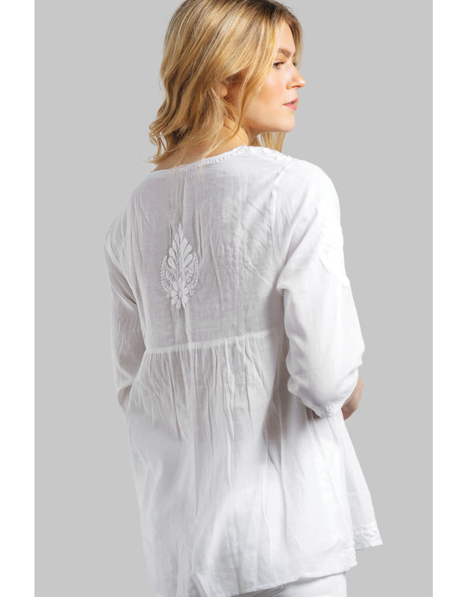 Trade roots Ramani Cotton White  Embroidered Tunic