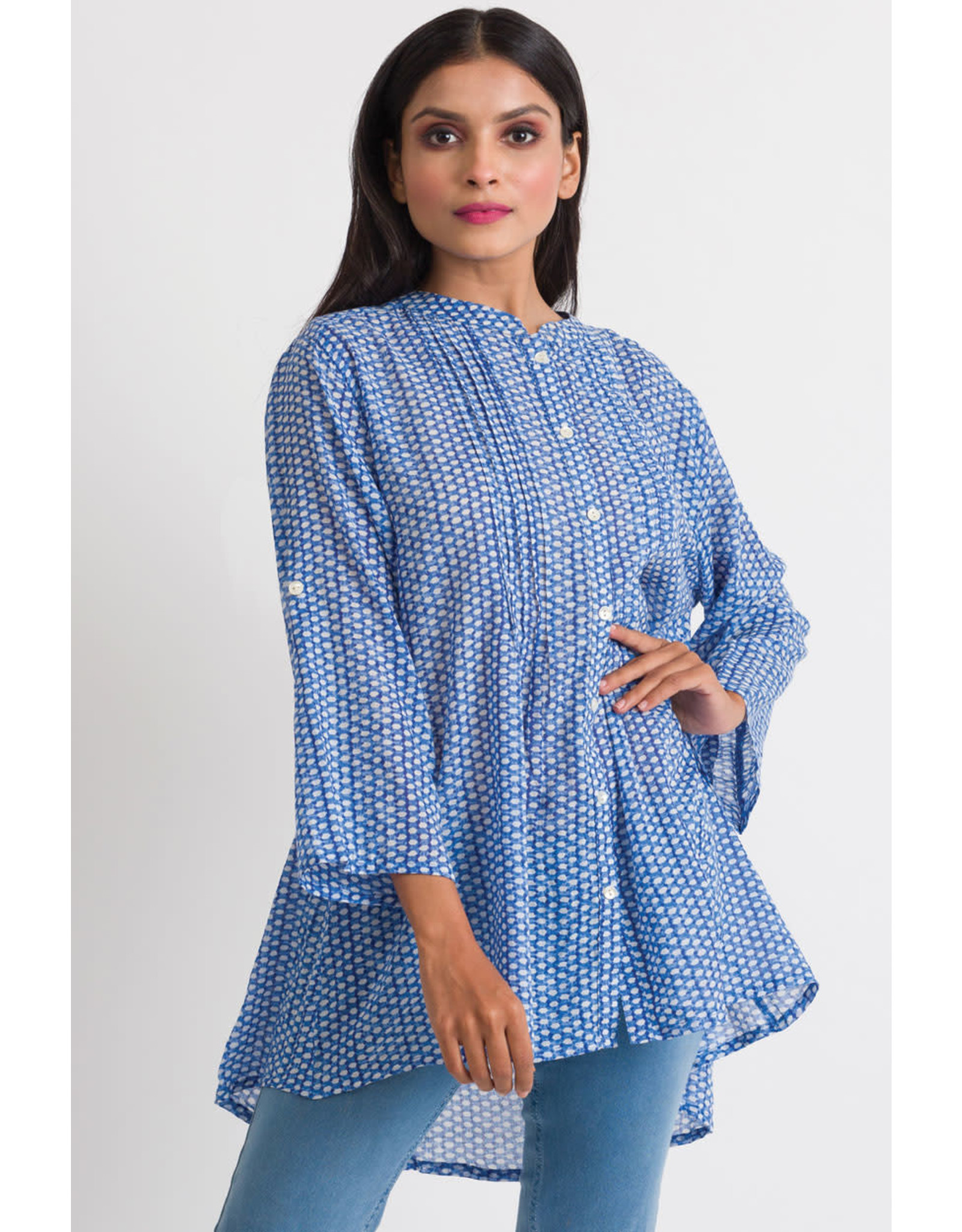 Trade roots Amisha  Cotton Tunic, O/S, Blue, India