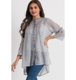 Trade roots Amisha Cotton Tunic, O/S, Charcoal, India