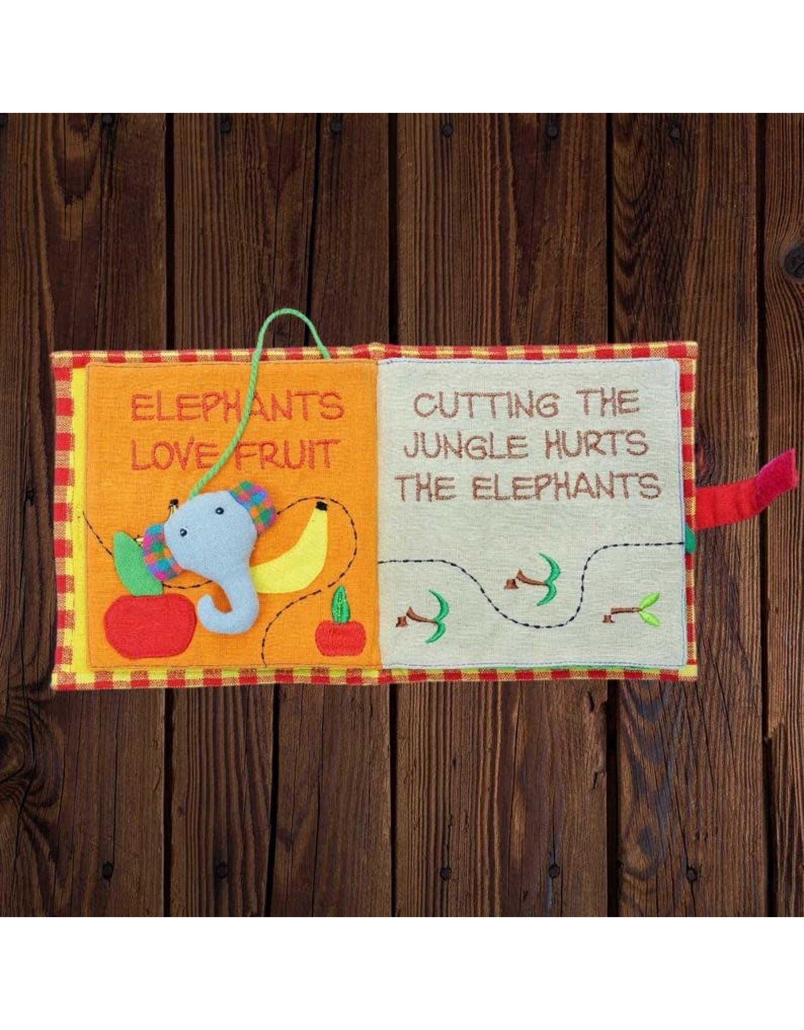 Trade roots Save the Elephants Fabric Book, Sri Lanka