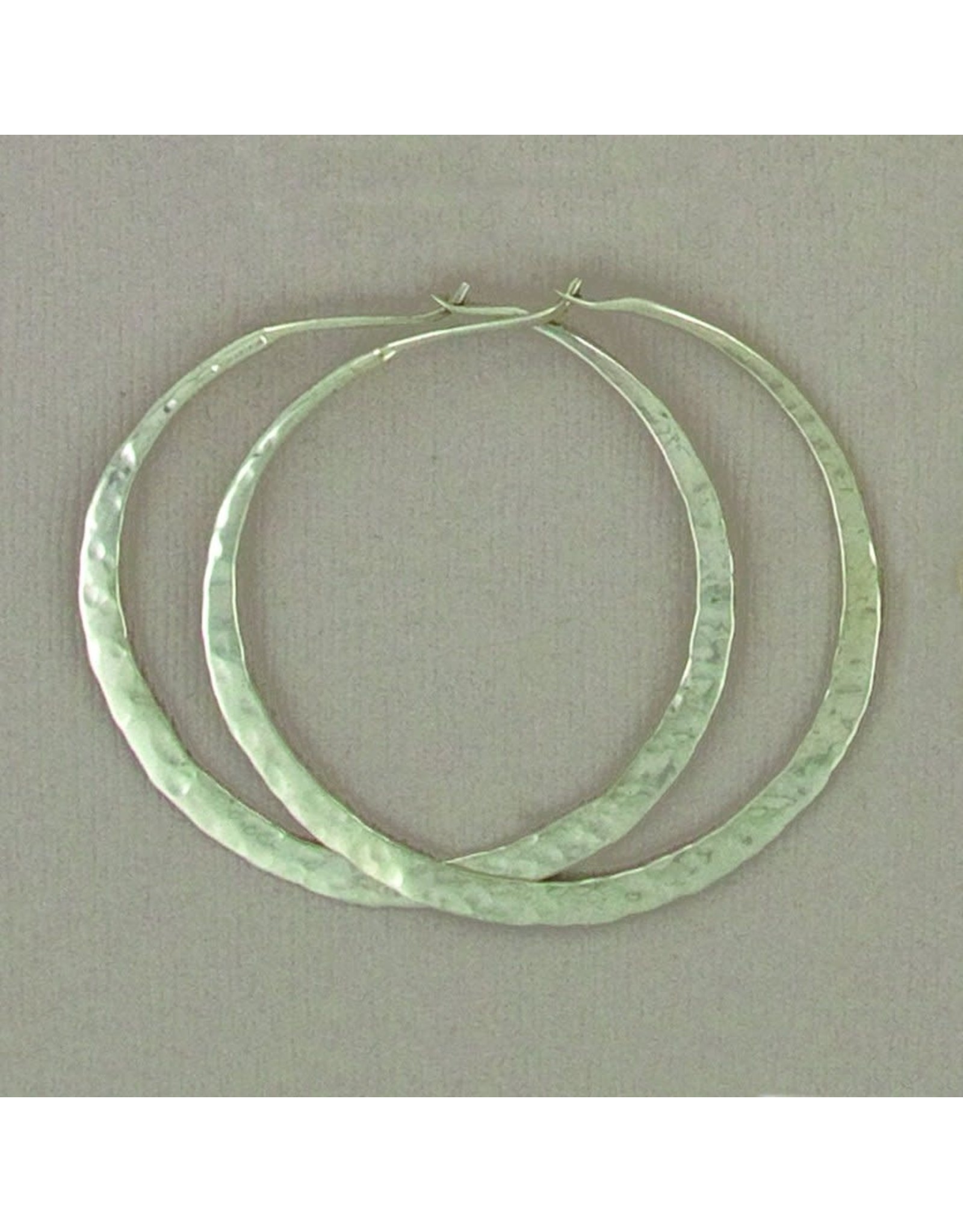 Sterling Silver Hammered Hoops, 40mm, Mexico
